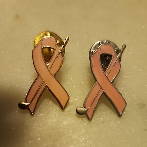 Breast Cancer Awareness Pink & Light Pink Ribbon Pin With Golf Club